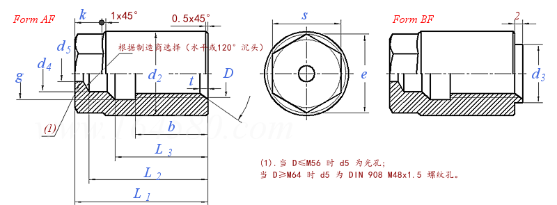DIN  2510-6 - 2013 六角带孔加强杆用螺母