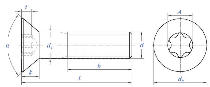 ASTM  18.3 (Table 8-III) - 2012 内六角花形（梅花槽）沉头螺钉