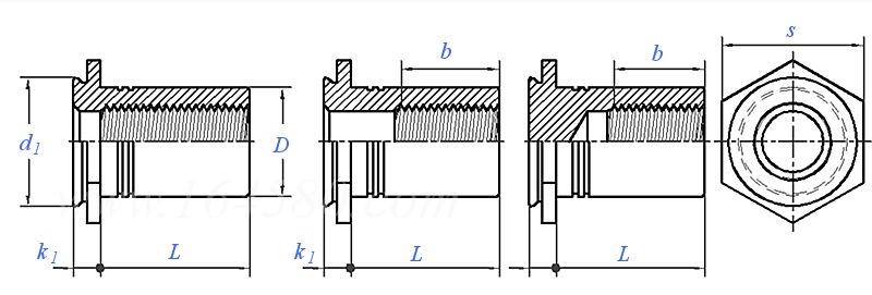 Self-Clinching  CSOS 六边形埋头式压铆螺柱 / 隔离柱 - 不锈钢