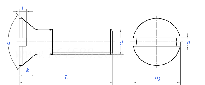 ASME B 18.6.3 (T3) - 2013 100°沉头开槽机械螺钉 [Table 3] (ASTM F837 / F468)