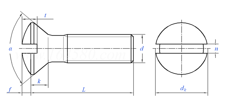 ASME B 18.6.3 (T7) - 2013 82° 開槽半沉頭機械螺釘 [Table 7] (ASTM F837 / F468)