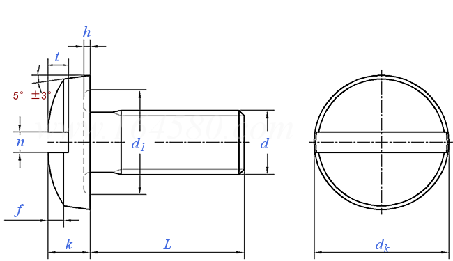 ASME B 18.6.3 (T27) - 2013 開槽球面扁圓柱頭機械螺釘[Table 27] (ASTM F837, F468)