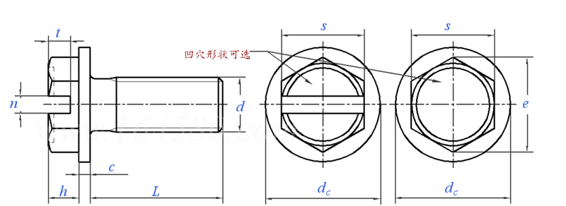 ASME B 18.6.3 (T32) - 2013 開槽和無槽六角凸緣頭（墊圈頭）螺釘 [Table 32] (ASTM F837, F468)