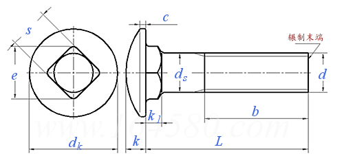 ISO  8678 - 1988 小半圓頭矮方頸螺栓 B級