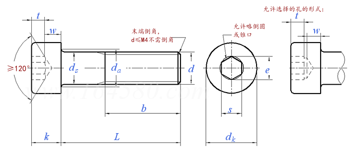 ISO  4762 - 2004 内六角圓柱頭螺釘