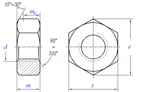 ISO  4034 - 2012 1型C级六角螺母