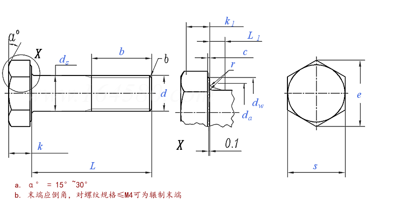 ISO  4014 - 1999 六角头螺栓 产品等级A和B级