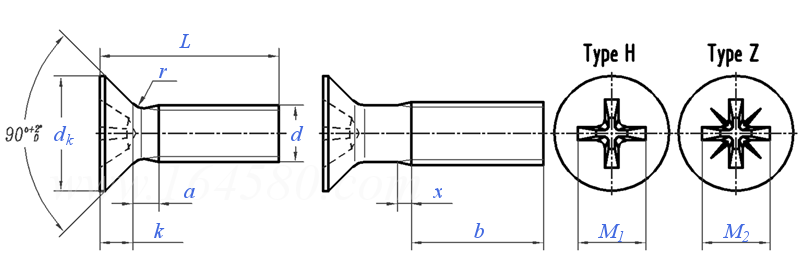 GB /T 819.1 - 2000 4.8級和奧氏體不鏽鋼十字槽沉頭螺釘