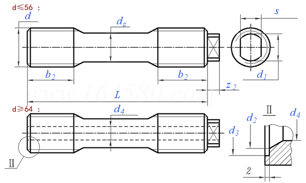 GB /T 13807.2 (S) - 2008 腰狀杆螺柱連接副 S 型——短螺紋