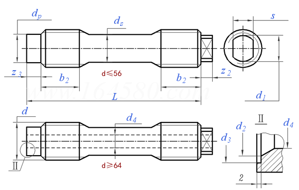 GB /T 13807.2 (AD) - 2008 腰狀杆螺柱連接副 AD 型一一加長螺紋和定位端（兩端均配罩螺母）
