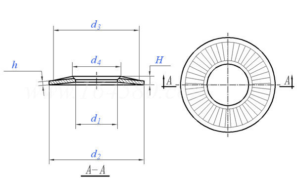 NF E 25-511 - 1984 带齿(滚花)锥面弹簧垫圈(产品代号CS)