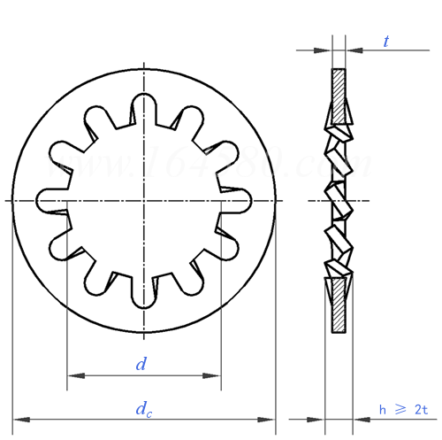 DIN  6797 (J) - 1988 内齿锁紧垫圈 - J型