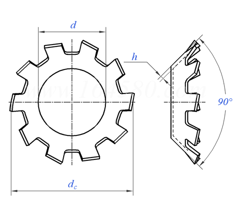 DIN  6797 (V) - 1988 锥形外齿锁紧垫圈 V型