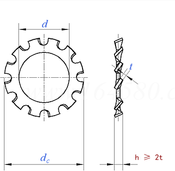 DIN  6797 (A) - 1988 外齿锁紧垫圈 - A型