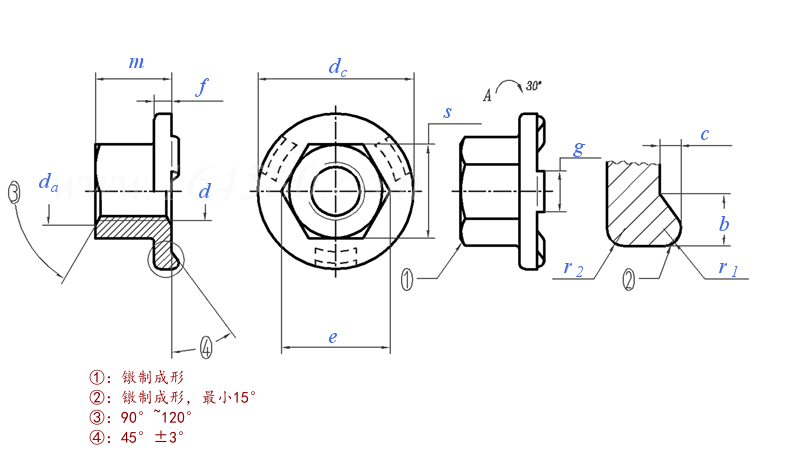 ISO  21670 - 2014 六角法蘭焊接螺母