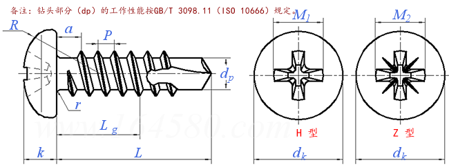 ISO  15481 - 1999 十字槽圓頭鑽尾自攻螺釘
