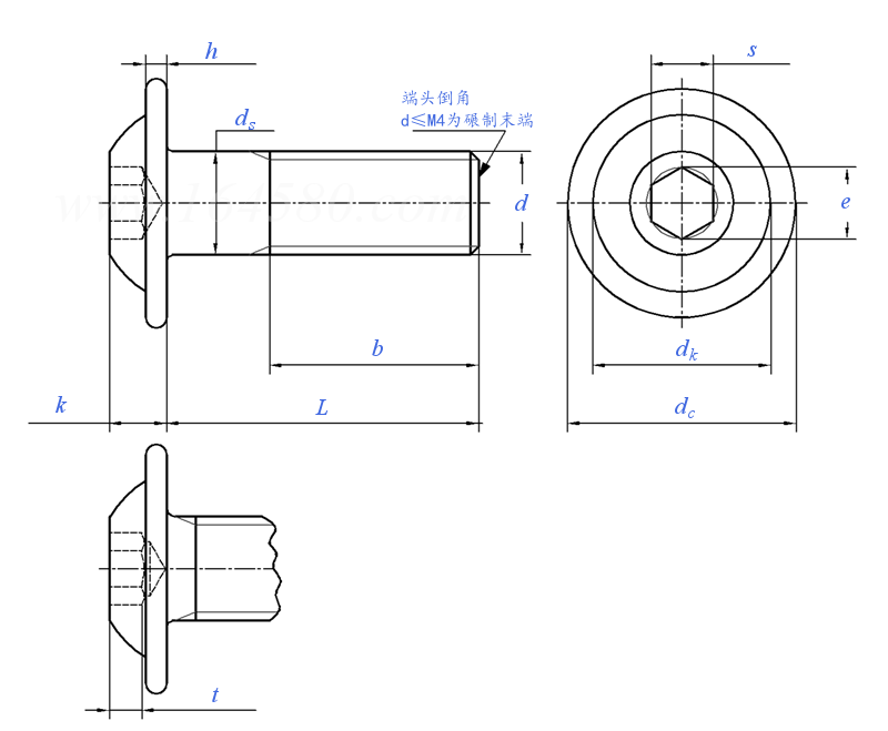 DIN EN ISO  7380 (-2) - 2011 内六角圓頭凸緣螺釘