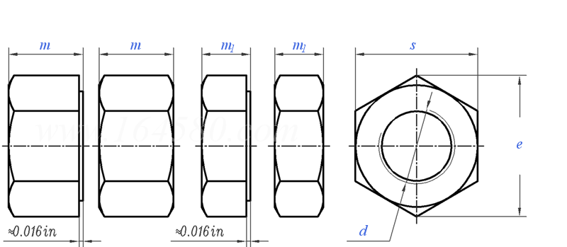ASME B 18.2.2 - 2015 六角螺母和薄六角螺母  [Table 4] (ASTM A563 / F594 / F467)
