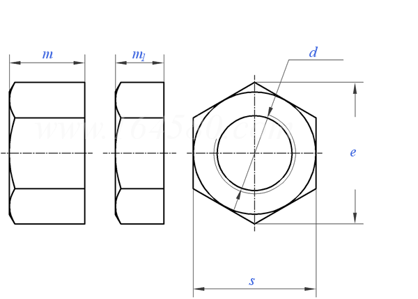 ASME B 18.2.2 - 2015 重型六角平螺母和重型薄六角平螺母 [Table 9]  (ASTM A563 / F594 / F467)