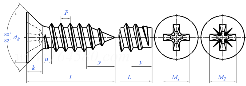 DIN  7982 - 1990 十字槽沉头自攻钉