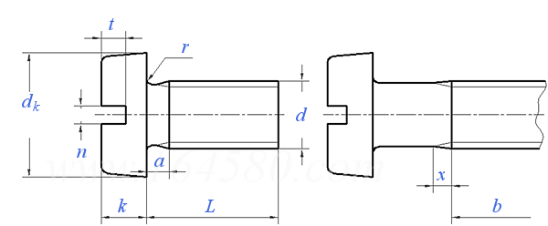 ISO  1207 - 1992 开槽圆柱头螺钉 A级