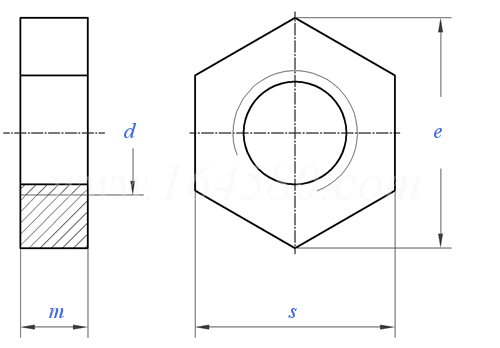 DIN EN ISO  4036 - 2013 无倒角的六角薄螺母 产品等级：B级