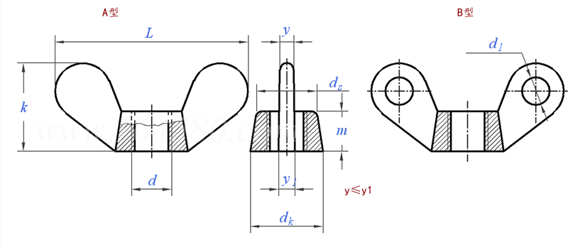 GB /T 62.1 - 2004 蝶形螺母 圆翼