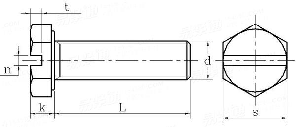 NF E 25-137 - 1986 金屬用螺釘 開槽六角頭螺釘 A級 符号HS