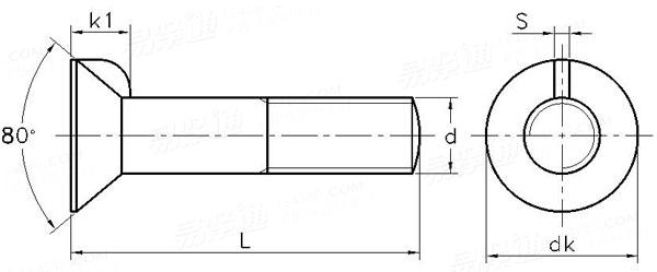 BS  325 - 1947 粗制沉头带榫螺栓Table4