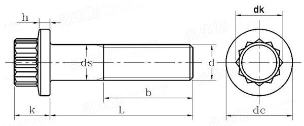 ASME B 18.2.5M - 2009 十二角法兰螺栓 (12.9 / ASTM F468M)