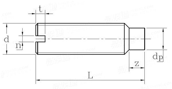 NF E 25-162 - 1992 (R2002) 開槽長圓柱端緊定螺釘