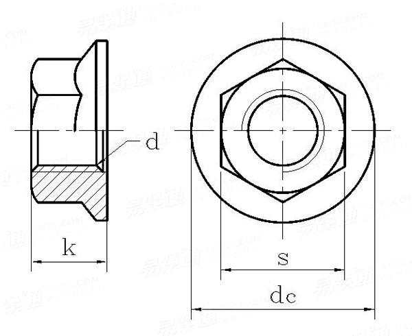DIN  74361-2 (B) - 1982 輪毂螺母-六角法蘭螺母 - B型