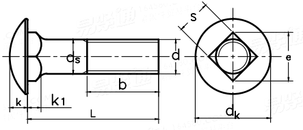ISO  8678 - 1988 小半圆头矮方颈螺栓 B级