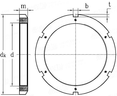DIN  981 (HM) - 1993 用于MS...型防松圈的HM...型滚动轴承用锁紧螺母（圆螺母）