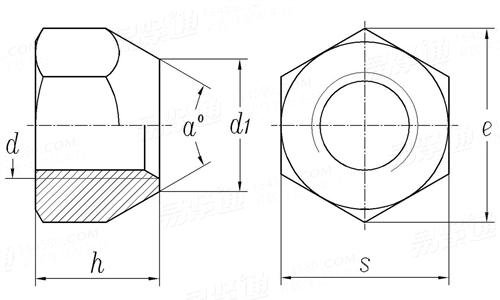 DIN  74361-2 (F) - 2008 輪毂螺母 - 六角鎖緊螺母 - F型