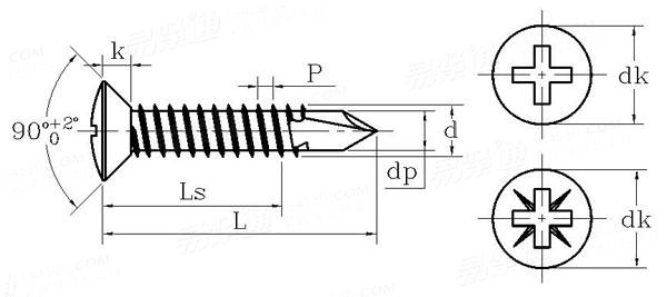 ISO  15483 - 1999 十字槽半沉头钻尾自攻螺钉