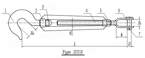 CB /T 3818 (ZCUD) - 2013 花篮螺栓(索具螺旋扣) - 旋转式CU型螺杆模锻螺旋扣