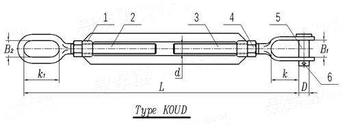 CB /T 3818 (KOUD) - 2013 花籃螺栓(索具螺旋扣) - 開式OU型螺杆模鍛螺旋扣