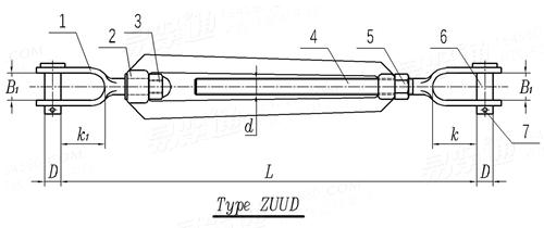 CB /T 3818 (ZUUD) - 2013 花篮螺栓(索具螺旋扣) - 旋转式UU型螺杆模锻螺旋扣