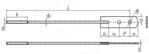 JIS A 5542 (1B) - 2003 建築用花蘭螺杆 - 雙孔長平頭螺杆 [碳鋼, 熱鍍鋅碳鋼制]