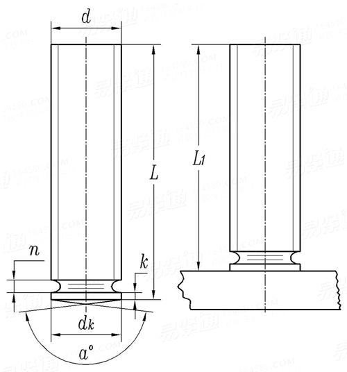 DIN  32500 (-5)1991 氣體保護焊焊接柱 快速螺柱焊接用帶凹槽螺柱 帶凸肩的螺柱(GK)