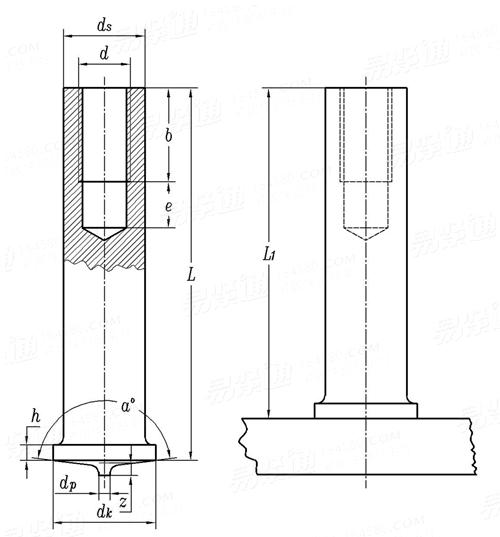 ISO  13918 (IT) - 1998 IT型，内螺纹焊接螺柱