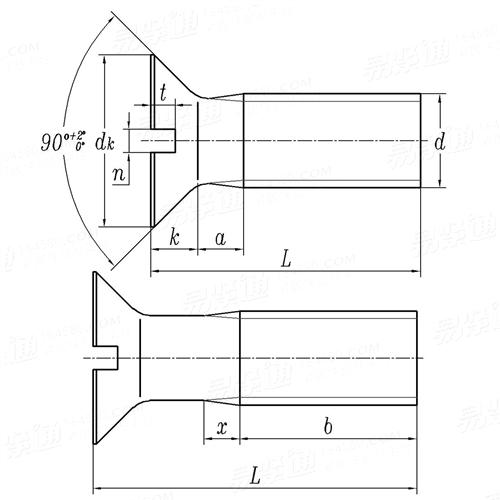 ISO  2009 - 1994 开槽沉头螺钉（通用头型） - 产品等级A级