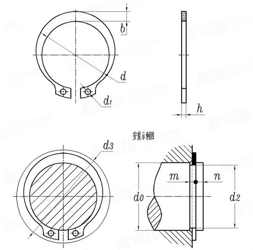 轴用弹性挡圈安装图片