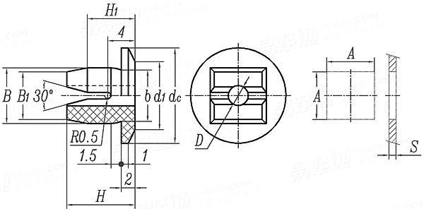 QC /T 614 - 1999 A型通孔式嵌裝塑料螺母