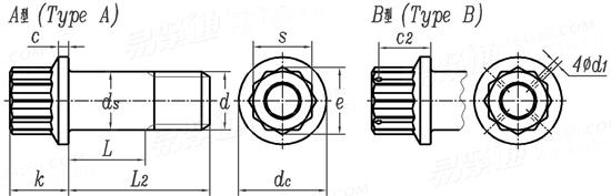 DIN  65438 - 1993 MJ螺纹钛合金十二角法兰螺栓