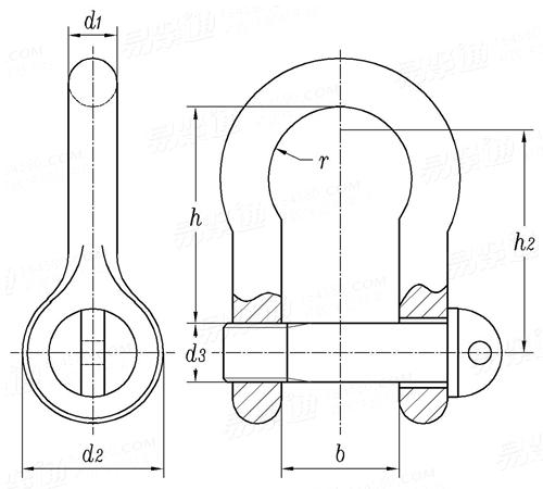 DIN  82103 - 2005 不锈钢焊接直卸扣 (马蹄形卸扣)