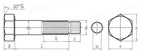 ASME B 18.2.6 - 2010 扭剪型高强度螺栓 (六角头) (ASTM F 1852 / ASTM F 2280) [Table 7]