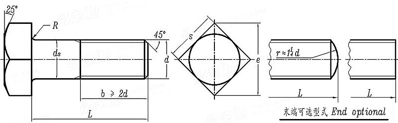 BS  916 - 1953 英制方头螺栓 - 粗制 - 车削支承面或车削支承面和光杆 [Table 2]