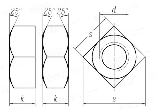 BS  916 - 1953 英制四方螺母 - 粗制 - 单面或双面车削 [Table 3]